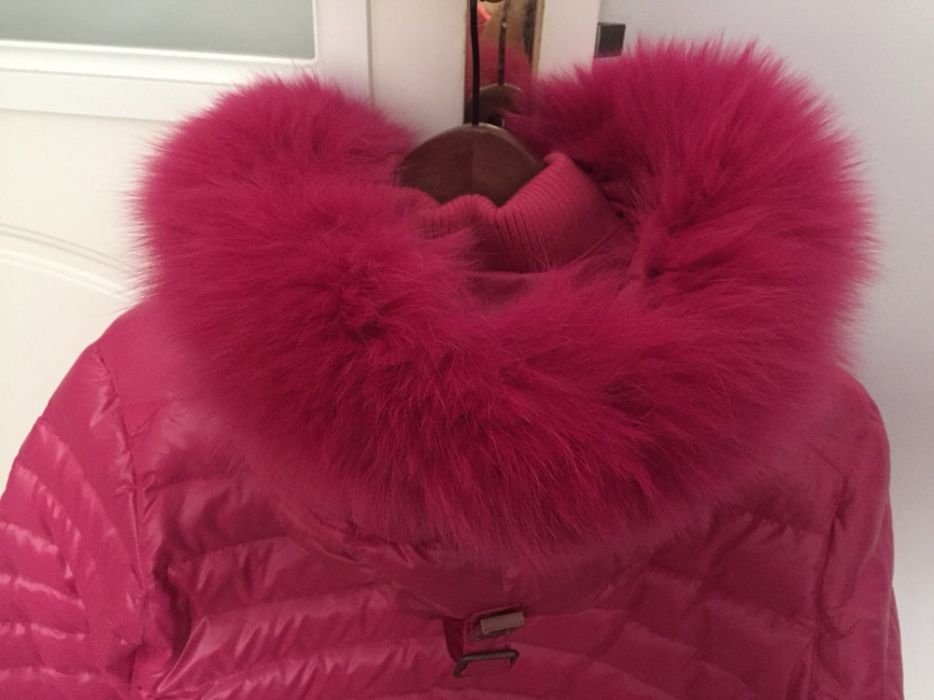 HETREGO pikowana kurtka z futrem, rozm. L