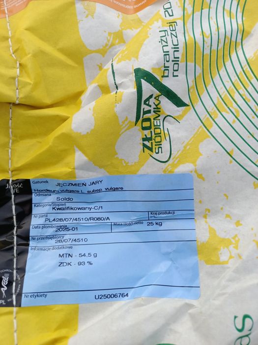 Jęczmień jary Soldo Farmer kwalifikat C1