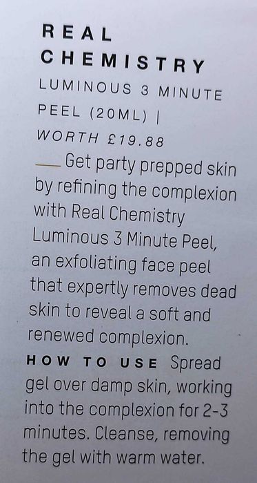 Real Chemistry - Luminous 3-minute Peel - 20 ml - NOVO