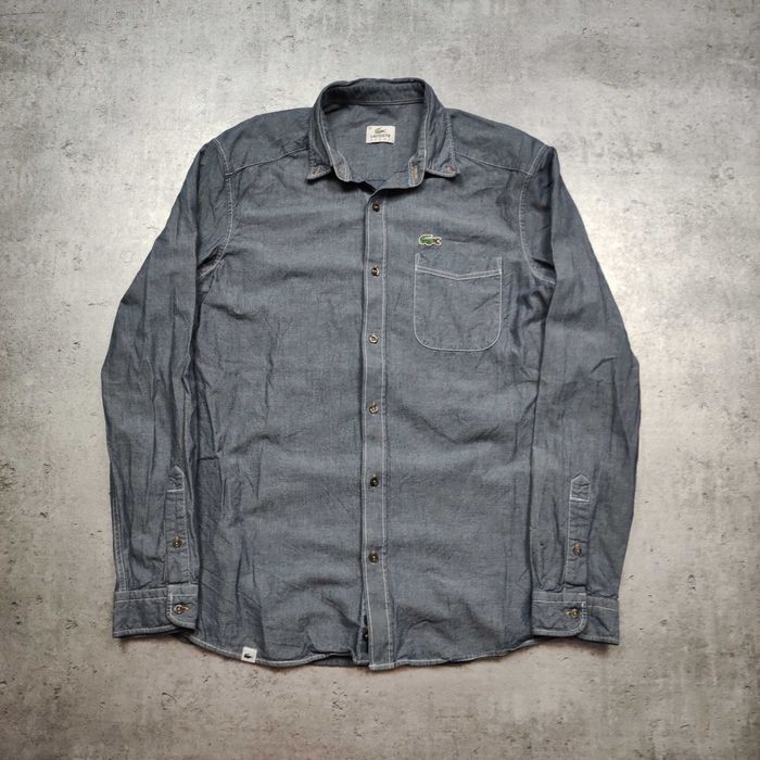 MĘSKA Koszula Elegancka Casual Bawełna PREMIUM Kieszonka Lacoste Haft