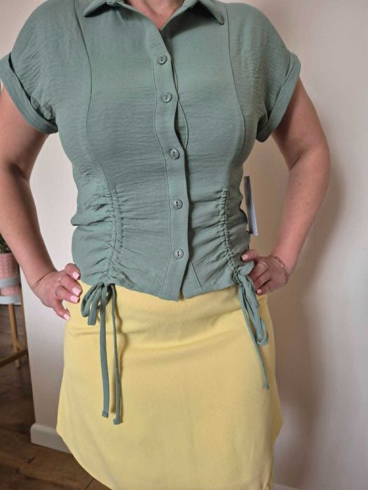 spódnica żółta mini na podszewce 34/36 XS/S