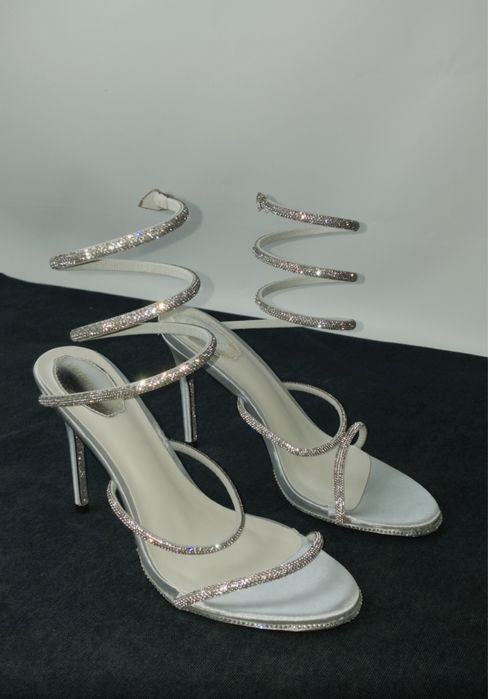 Туфлі в стилі rene caovilla, туфлі зі змійками. Блискучі туфлі.