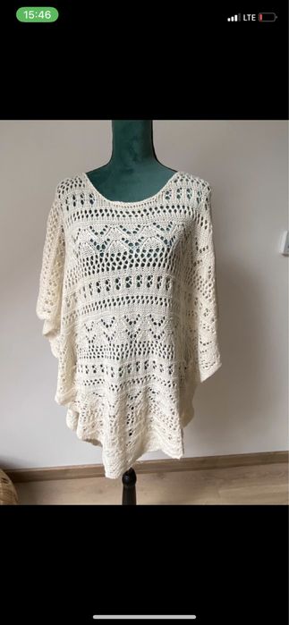 Azurowe poncho sweter M-L Only