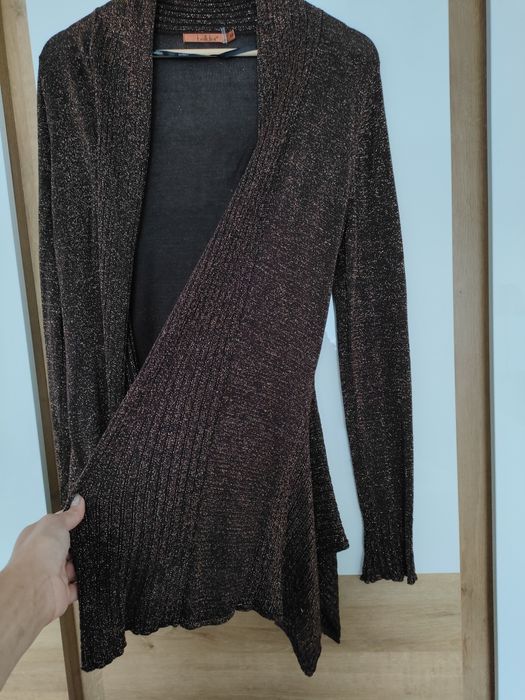 Kardigan narzutka brązowo złota rozmiar 40/42