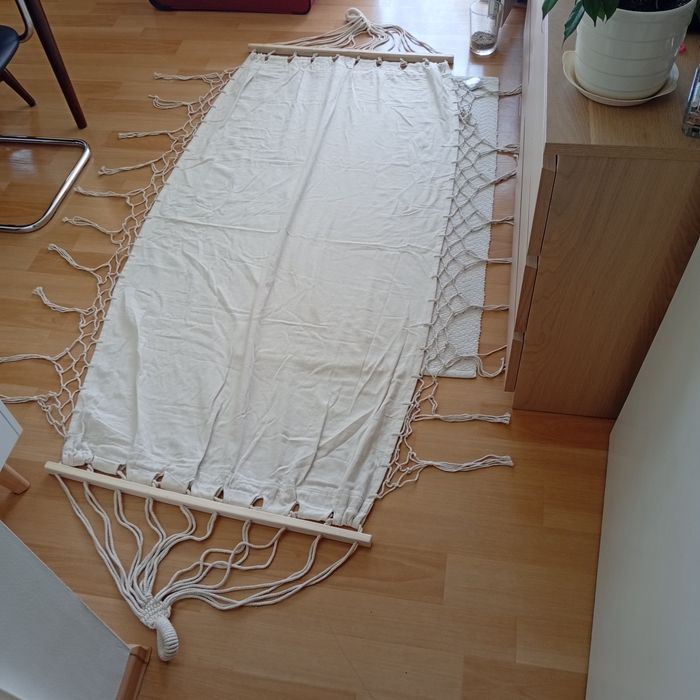 Beżowy hamak Boho z frędzlami
