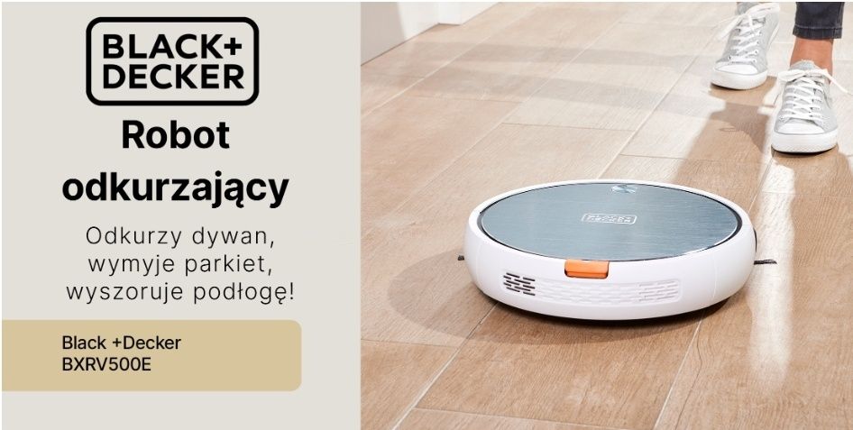 Robot sprzątający odkurzacz mop BLACK&DECKER BXRV500E, z funkcją zdaln