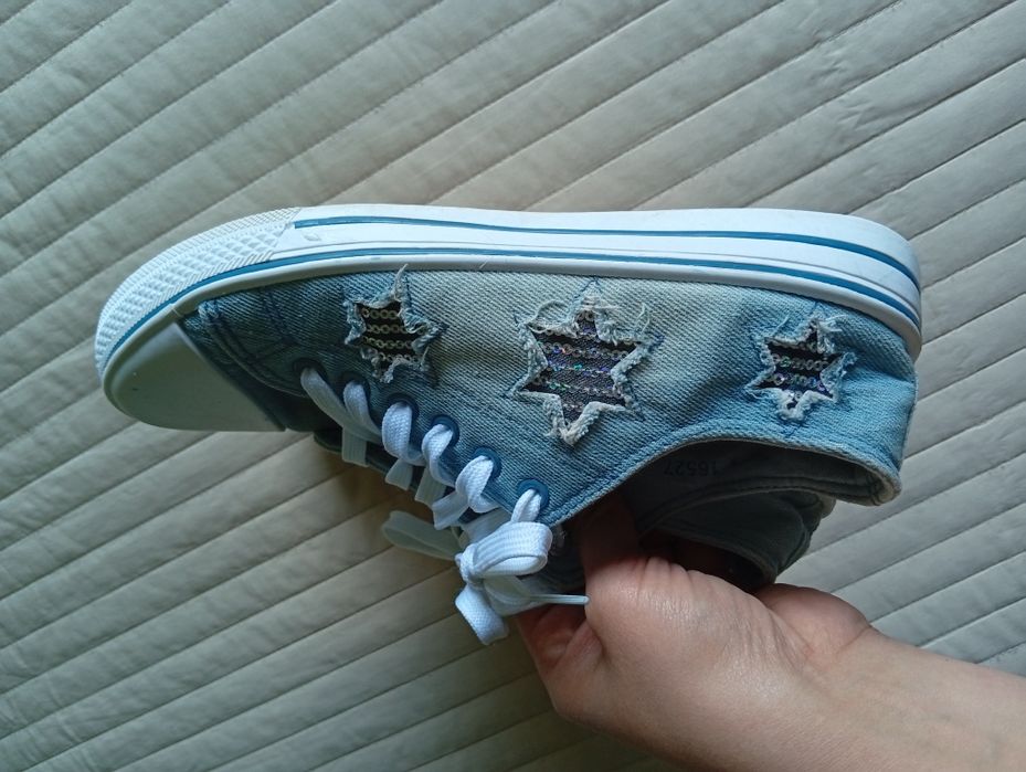 Trampki jeansowe gwiazdki cekiny 40