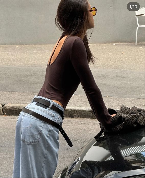 Боді Cher17 в шоколадному кольорі з відкритою спиною