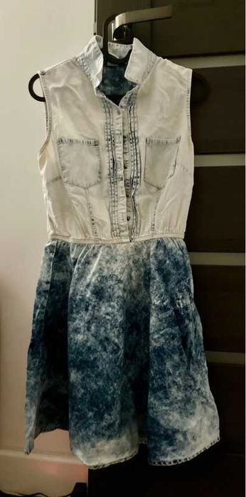 Modny, stylowy komplet jeansowych sukni XS/M Link/Bershka, 100%bawełna