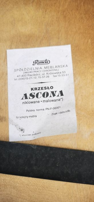 Krzesło ASCONA Polskiej produkcji