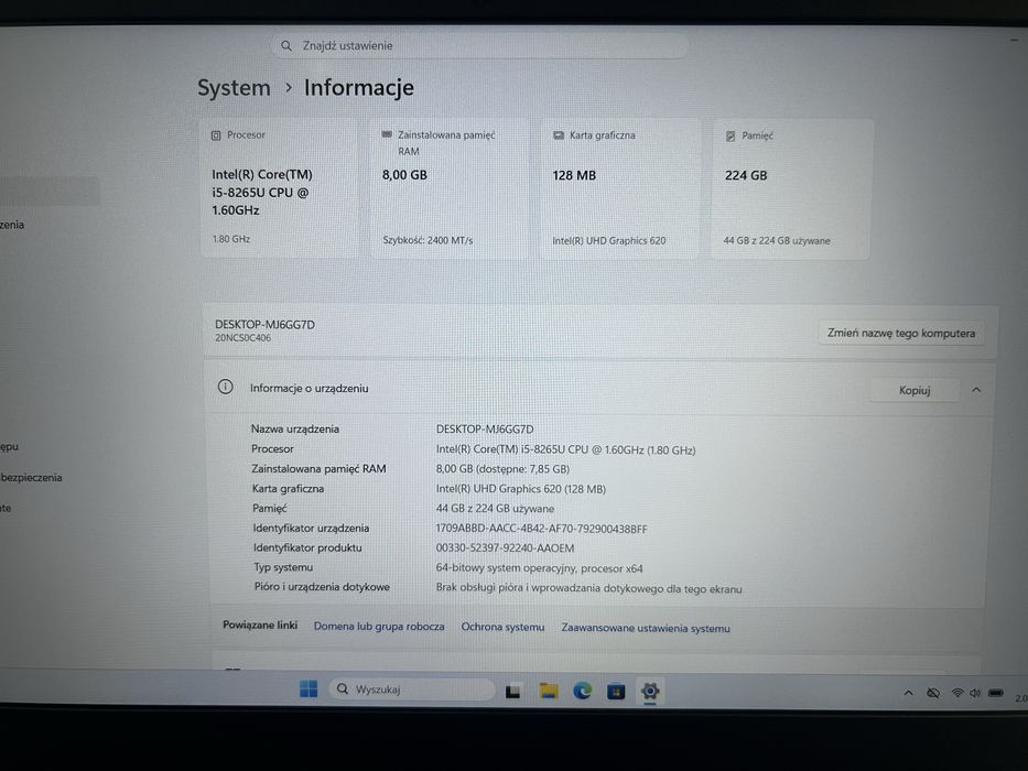 Laptop lenovo ThinkPad E590 i5 8gen 8gb/240gb SSD