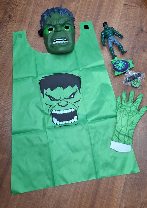 Przebranie Hulk świecąca maska + fartuch /peleryna & akcesoria