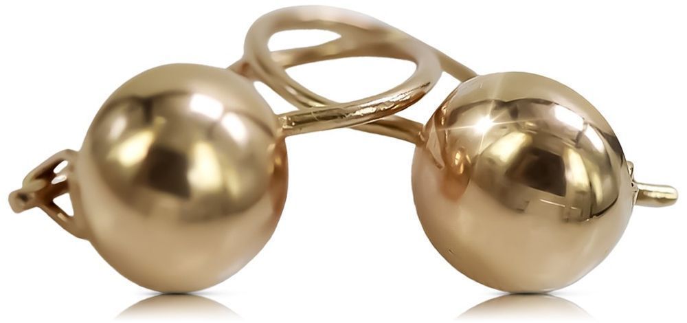 Rosyjskie różowe złoto kolczyki kulki 14k 585 ZSRR Vintage ven130 Gdań