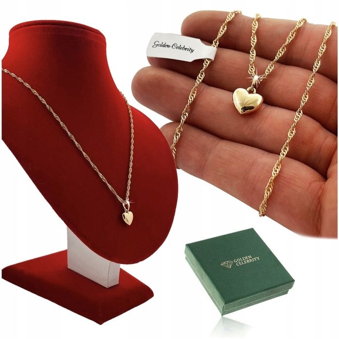 ZŁOTY NASZYJNIK serce prezent dla kobiety