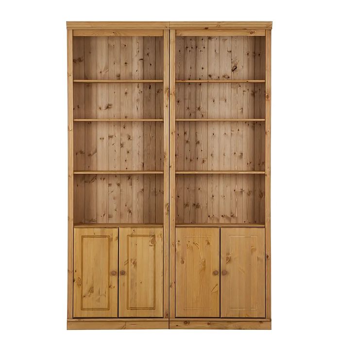 Duży drewniany regał / witryna z półkami – naturalne drewno