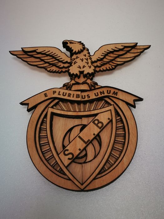 Emblema do Benfica 3D em madeira, corte a laser, clube de futebol