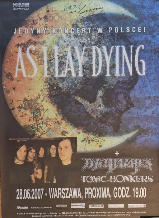 As I Lay Dying plakat z autografem