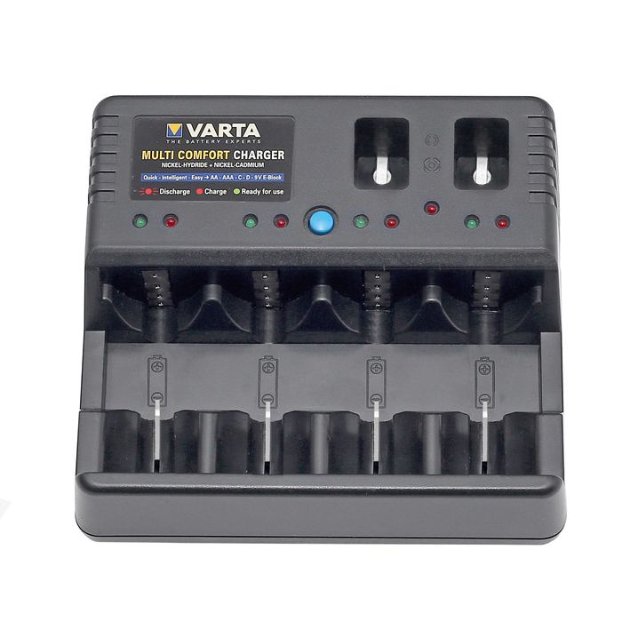 Carregador universal VARTA 57040 Multi Comfort Charger – AA / AAA / C / D / 9V – Ni-MH / Ni-Cd – Testado