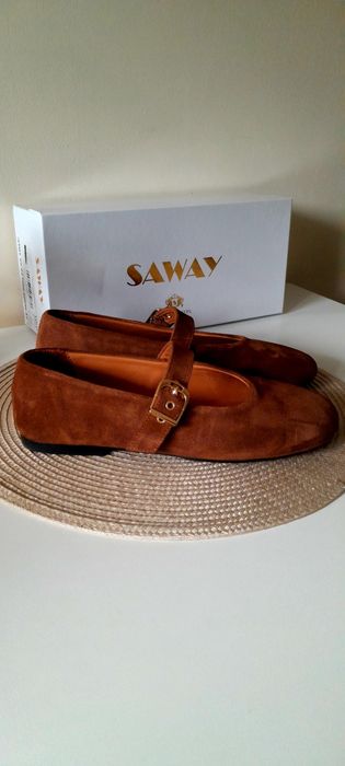 Buty baleriny SAWAY Lasinia rozmiar 37 23,5cm skóra zamszowa włoska