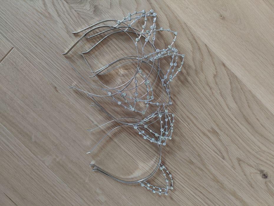 Kocie uszy panienski kryształki metalowa opaska na głowę