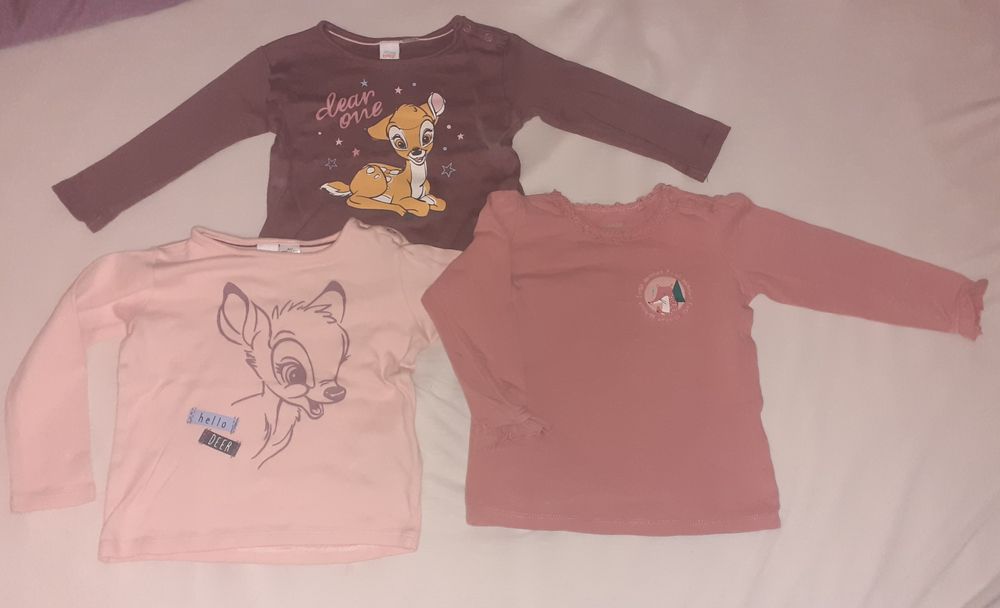 Bluzki 86 długi rękaw Lupilu 92 Bambi Disney