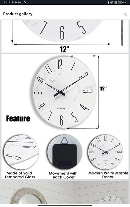 Zegar ścienny szklany 30cm Crosstime