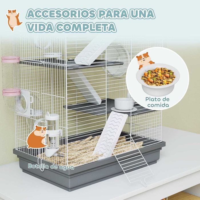 NOVO - Gaiola para Hamster 47x30x70cm, jaula para pequenos roedores