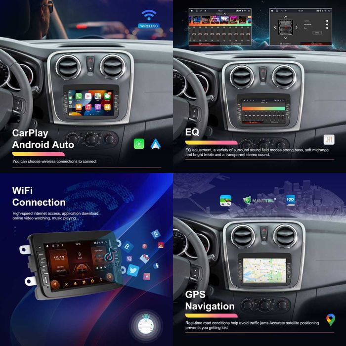 Rádio Android 7" Renault captur Dacia Duster Sandero 64GB Carplay NOVO
