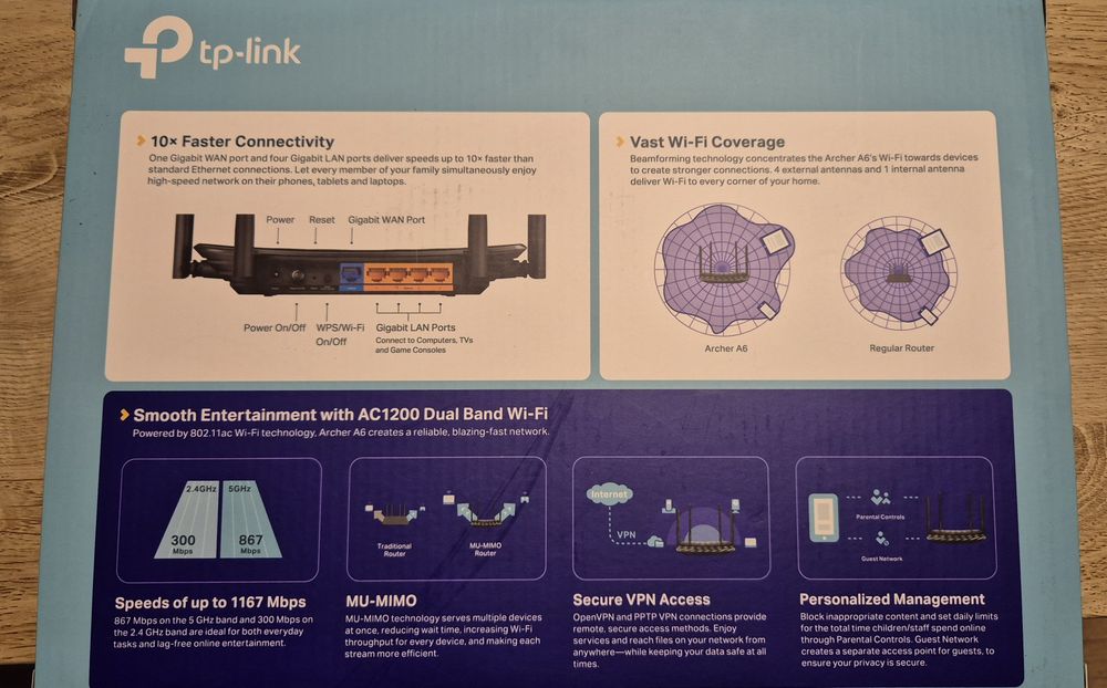 TP-Link Archer A6 AC1200 Wireless Dual Band Gigabit Router
