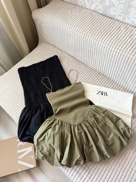 Сукня бандо ZARA/Pullbear S, M чорна, хакі, рубчик/жатка