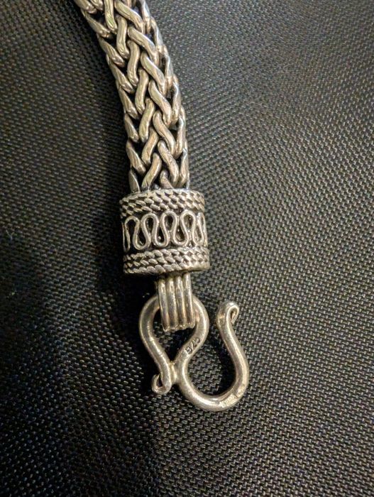 Srebrna bransoleta ręcznie robiona 925 misterny splot