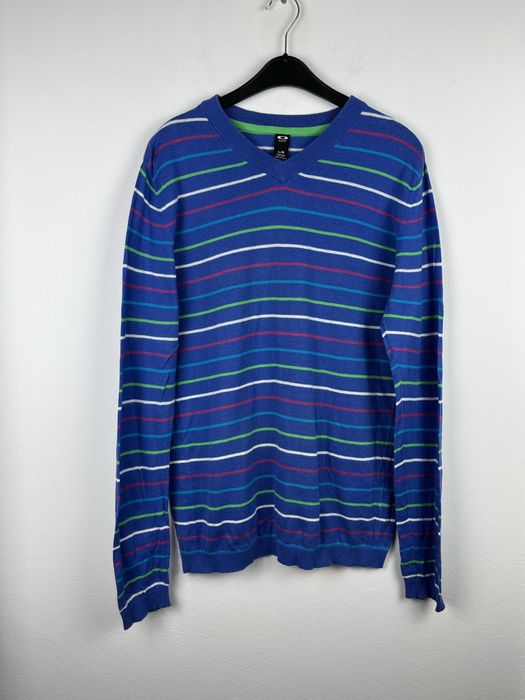 Niebieski sweter męski w paski Oakley rozmiar L fit crewneck hoodie