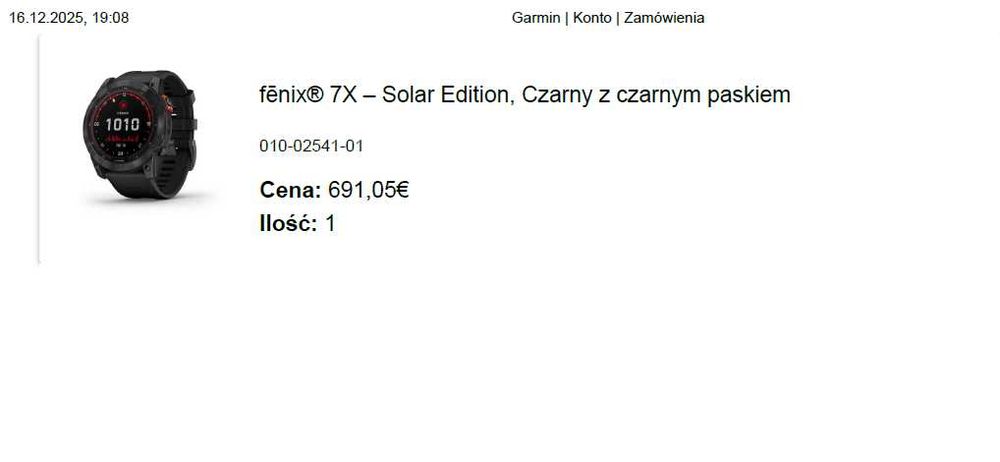 Smartwatch Garmin fēnix 7X Solar 51 mm – oryginał, pudełko, kabel