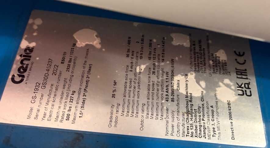 Podnośnik nożycowy Geine GS-1932