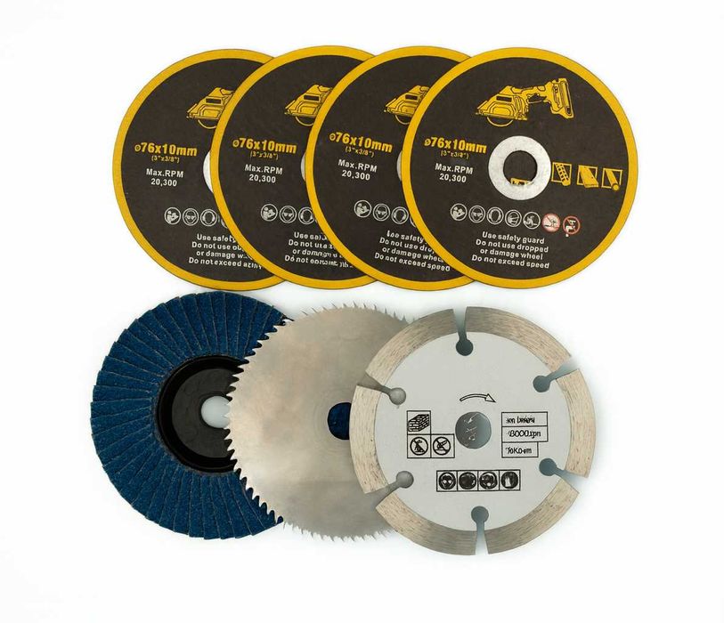 MINI SZLIFIERKA KĄTOWA Akumulatorowa bezszczotkowa ZESTAW 2Aku 7 Tarcz