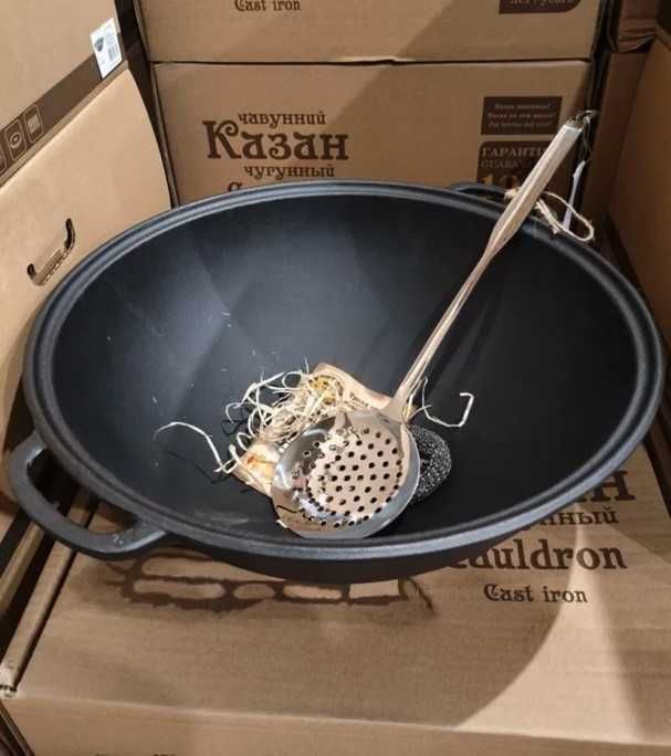 Чавунний / чугун казан WOK 8 л - 12 л - 15 л з кришкою - сковородою