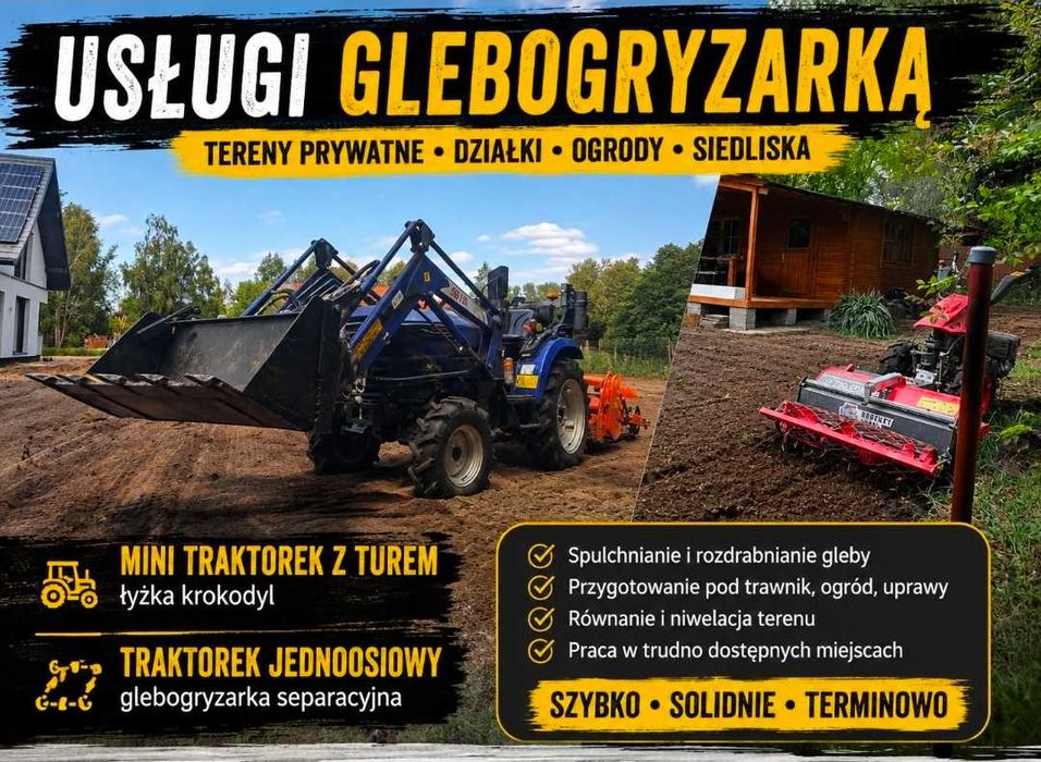 Usługi Glebogryzarką Separacyjną, Kosiarką Biajkową , Zrębkowanie Gałęzi, Frezowanie Pni, Zakładanie trawników