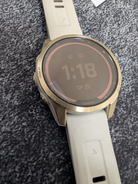 Garmin Fenix 7S Sapphire Solar Soft Gold with Light Sand Band