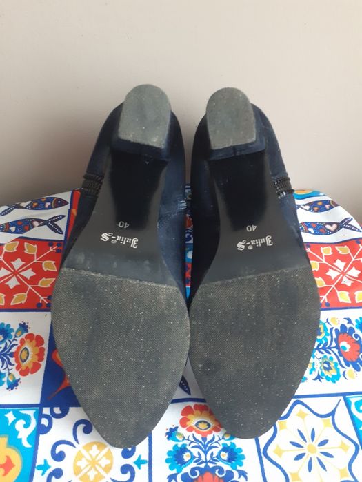 Botki damskie granatowe zamszowe ocieplane 40