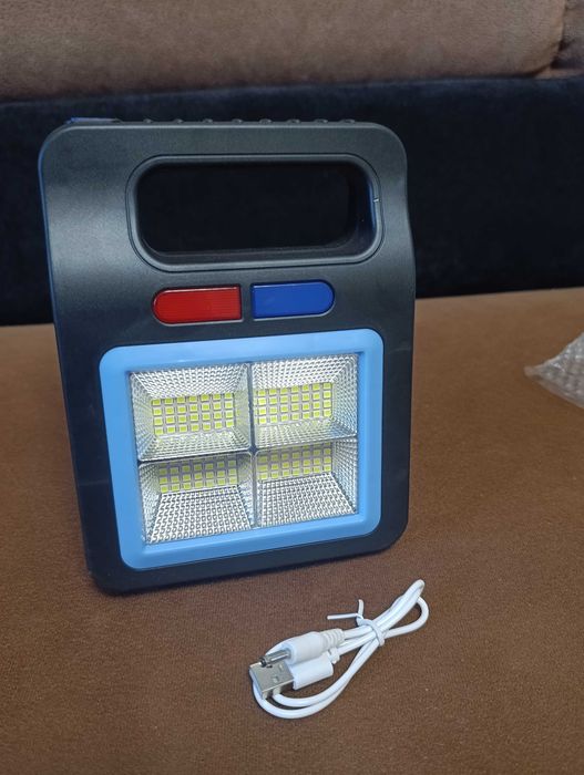 Фонарик фонарь мощный 3режима, аккумулятор usb + солнечная батарея. Новый в упаковке!
