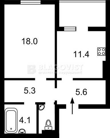 1-комнатная квартира по адресу пер. Энергетиков (площадь 48,8 м²) - Atlanta.ua - фото 2