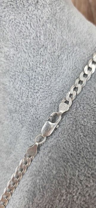 Srebrny Łańcuszek Wisiorek K.S. Ruch Chorzów Waga 27.27g Długość 60cm