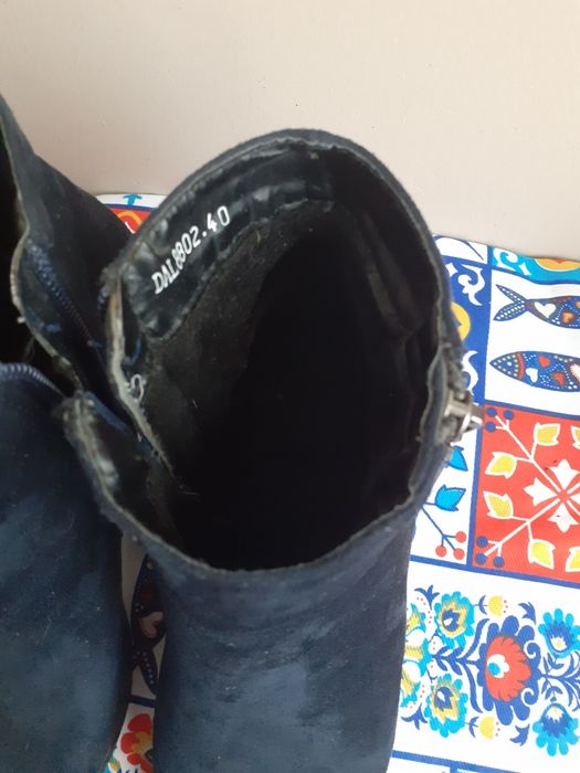 Botki damskie granatowe zamszowe ocieplane 40