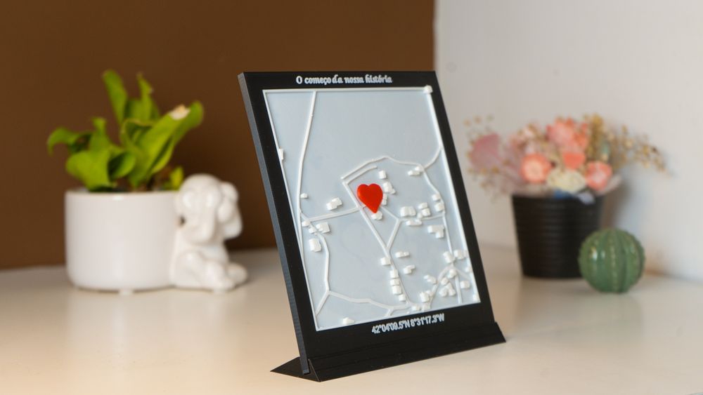 Quadro personalizável com qualquer localização (Prenda dia dos namorad