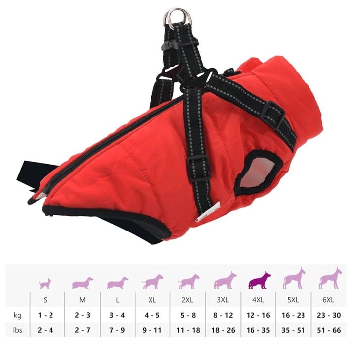 Wodoodporna kurtka płaszcz z szelkami dla psa