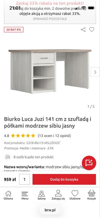 Duze biurko bialo-brazowe luca juzi