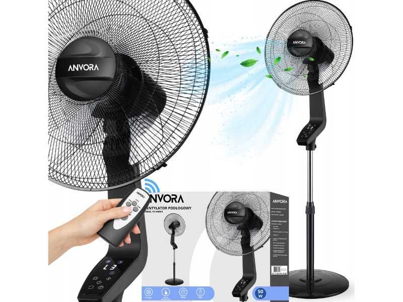 Wentylator Podłogowy z Pilotem Mocny Cichy Wiatrak Stojący Pokojowy