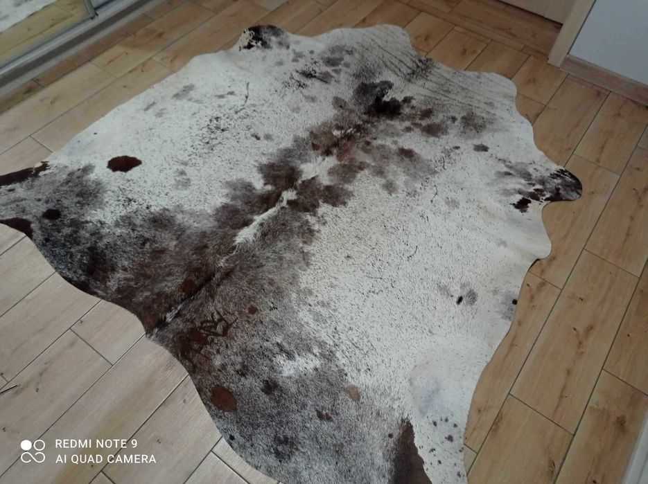 Dywan SKÓRA BYDLĘCA łaciata szaro-krem-brązowa Krowa naturalna UNIKAT