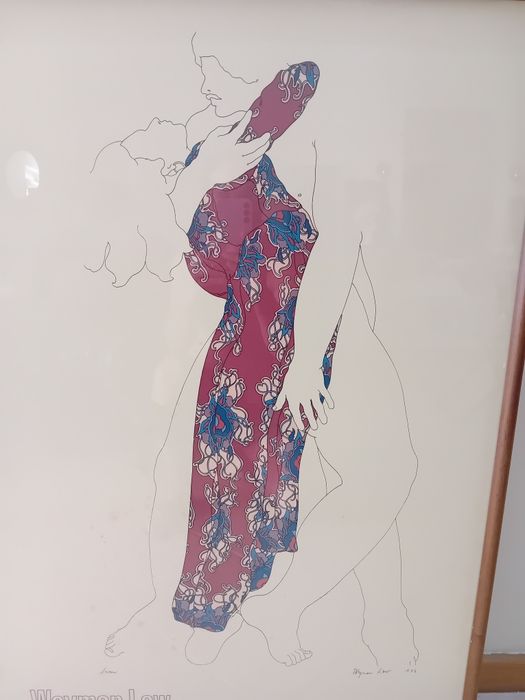 Vintage 1977 Weyman Lew exhibition fine art poster "Swoon" Muirhead Galleries framed MCM Mint condition