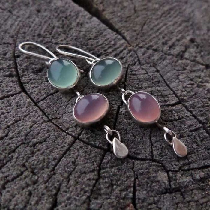 (NOVO, PORTES GRÁTIS) Brincos Banhados a Prata 925 (Azul e Rosa)